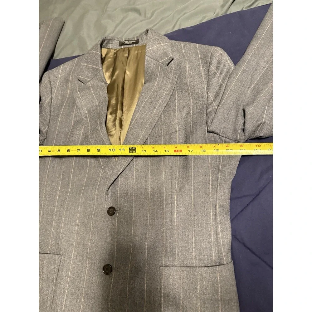 Banana Republic Vitale Barberis 42R Blazer Wool Gray Stripe Jacket